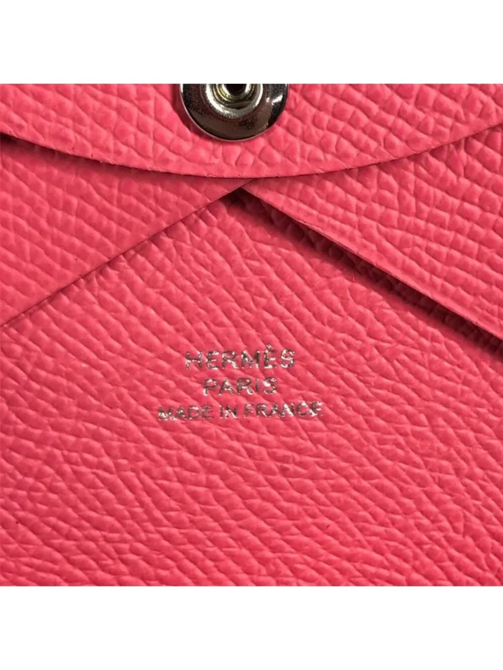 Hermes Calvi Duo Epsom Rose Azaleas Pink Wallet
